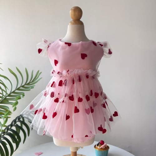 Yaopelky Niedliches Hundekleid, Prinzessinnen-Herz, Blume, Haustierkleidung für Katzen, kleine, mittelgroße Hunde, atmungsaktiv, Welpen, Tüllkleid, Haustier-Outfit für Yorkie, Teddy, Chihuahua,