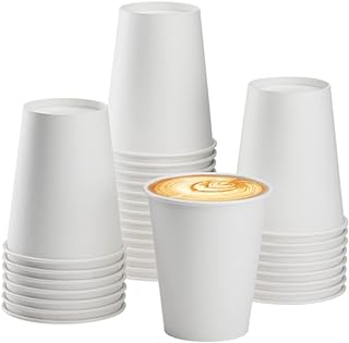 GOURMEX 50 8oz Disposable Coffee Cups | White Paper Cups Disposable Hot Cups | Ideal for Home, Work and to-Go | Fits with Coffee Cups Disposable Lids (8oz)