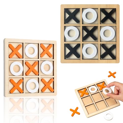 2 Stück Tic TacToe Extreme Tic Tac Toe Tic TacHolzspiel Holz Legespiel Tragbares Brett Reisespiel Strategie und Denkspiel Familienspiel Familienbrett für Erwachsene Familienparty Innendekoration