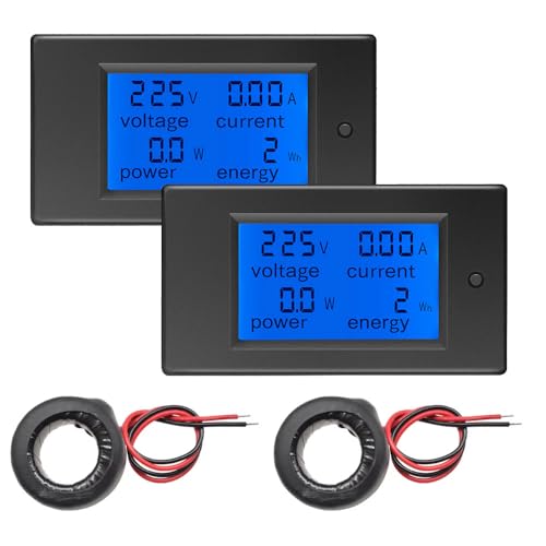 2Pcs PZEM-061 Voltmeter Wattmeter AC 80-260V 100A Voltage Power Digital Volt Ampere Watt AC Voltage Current with Closed transfor