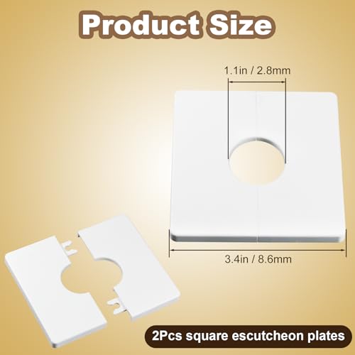 Juvielich Wall Split Flange Toilet Pipe Flange Cover 28mm/1.1inch,Plumbing Cover Self Adhesive Wall mounted Kitchen Split Flange Escutcheon Plates ABS Square Water Pipe Decorative Cover White 2Pcs