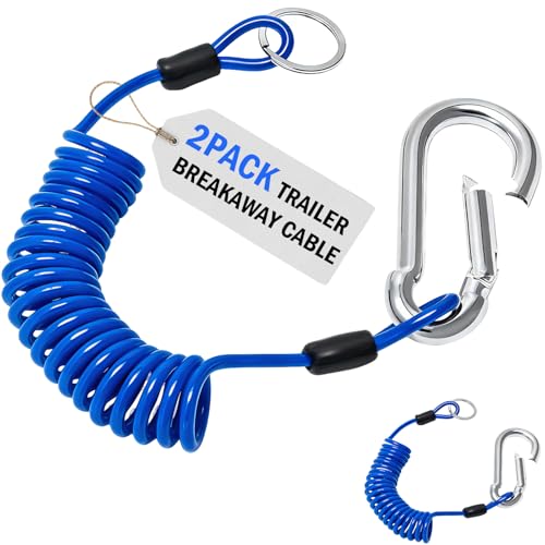 VIVBOO 2Pack 6Ft Blue Trailer Breakaway Cable RV Brake Away Emergency Brake Cable