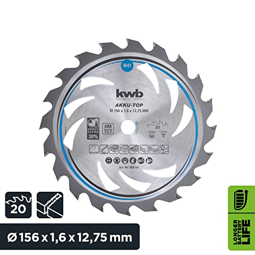 kwb Kreissägeblatt 156 x 12,75 mm, leichtgängig, speziell für Akkumaschinen, Sägeblatt geeignet für Weich- und Hartholz… – Ansicht 2