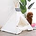 Pet Teepee Dog & Puppy Cat Tents Tipi Bed Portable Houses with Thick Cushion for Pets Up to 15lbs