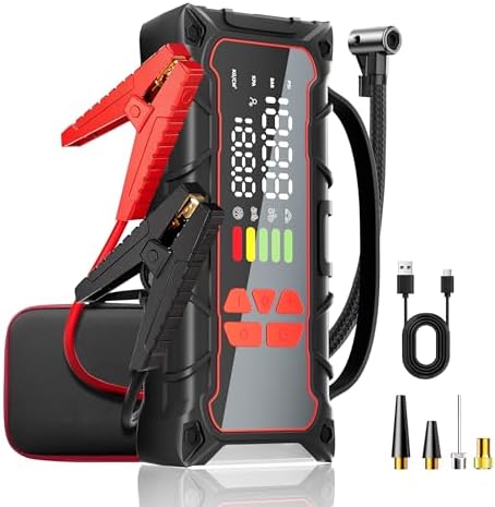 5000A Car Battery Jump Starter with Air Compressor 160PSI, Car Battery Charger 7.0L Gas/6.0L Diesel, Jumper Box for Car Battery with Tire Inflator & Power Bank& Jumper Cables, Father's Day