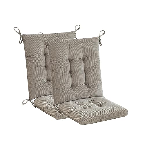 Makimoo Outdoor Patio Cushion, Rocking Chair Cushion, Tufted Pads, Set of Upper and Lower with Ties Pack of 2 (2 Sets) - Back 20"×17", Seat 17"×17" (Grey)