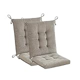 Makimoo Outdoor Patio Cushion, Rocking Chair Cushion, Tufted Pads, Set of Upper and Lower with Ties Pack of 2 (2 Sets) - Back 20'×17', Seat 17'×17' (Grey)