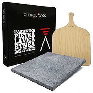 Etna 20” Pizza Stone, CUORELAVICO Pizza Stone for Baking Bread, Pizza, Non-Stick Surface, Easy to Clean, Etna Lavastone 15,35×13.78 in for Authentic Italian Style Cooking