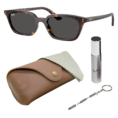 Ray-Ban RB4456F Square-Round Shape Non-Polarized Sunglasses for Men & Women Includes Official Rayban Eyewear Kit Ideal Formal & Casual Wear Sunglasess Dark Grey Lens