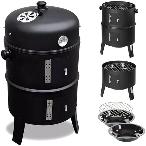 MaxxGarden Ceppo di Fumo - Barbecue a Carbonella per Diversi Usi - 40 x 72 cm - Colore Nero