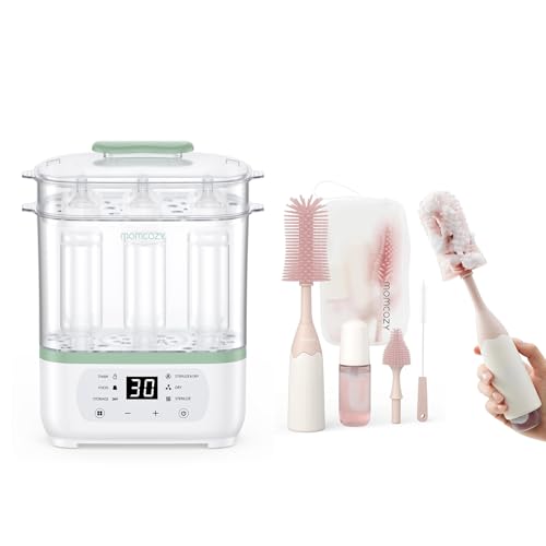 Image of Momcozy Bottle Sterilizer and Dryer & Momcozy Bottle Brush Kit Pink