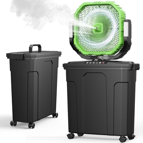 Image of Ausic 12" 20L Large Misting Fan Portable, 30000mAh Cordless Outdoor Mist Fans for Patios Cooling, with Fast Chargeable Battery, Caster, LED Light, Timer, for Outside/Camping/Beach Summer Essentials