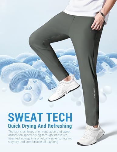 Image of Venzina Men's Straight Fit Pants, Cooling 4-Way Stretch Performance Chinos with Wrinkle Resistant & Quick Dry for Office, Work, Casual Outings and Active Wear, Dark Gray-XXL