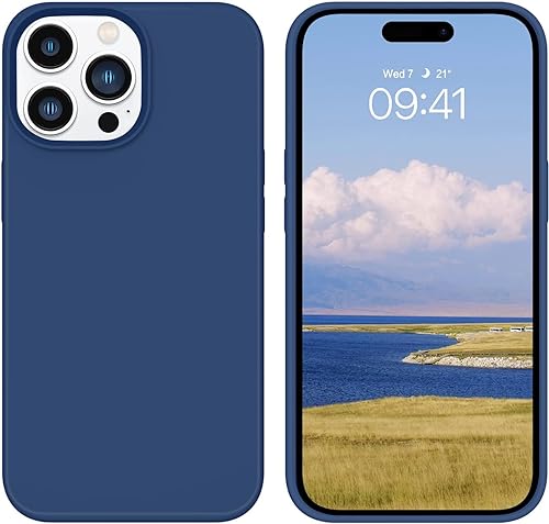 Image of M Cart Compatible with iPhone 13 Pro Max Case 6.7 Inch Liquid Silicone Soft Gel Rubber Slim Microfiber Lining Cushion Cover Shockproof Protective Phone Case for iPhone 13 Pro Max -Ocean Blue