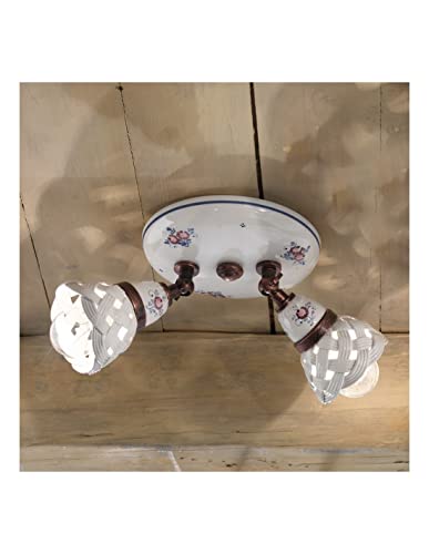 Plafonnier céramique blanc 2 lumières pour chambre et salon FL-120