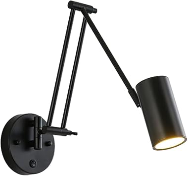 Foldable Wall Sconces Adjustable Vintage Swing Arm Wall Sconce with Switch On/Off, Gold/Black Hard-Wired Wall Light E27 Retro Bedside Reading Lamp for Bedroom Living Room Bookcase