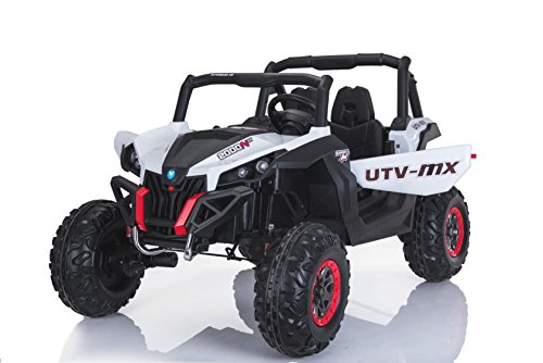 El Coche eléctrico de los niños Nuevo RSX Buggy 2 x 12V Blanco - 2.4Ghz, 4 X Motor, Control Remoto, Dos Asientos, Llave de Encendido, Ruedas de EVA Suave, USB, Tarjeta SD