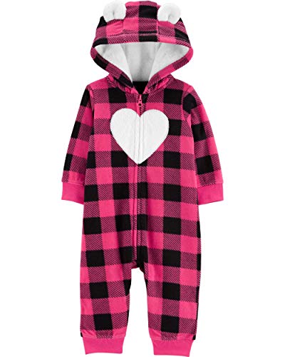 Image of Carter's Baby Girls' One Piece Jumpsuit (12 Months, Pink/Black)