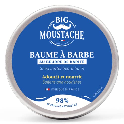 Baume à Barbe Homme 98% Naturel de Big Moustache - Fabriqué en France - Enrichi à l'Huile de Ricin et Beurre de Karité - Pour Toutes les Peaux - 50 ml Cover