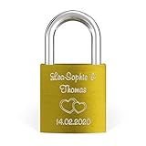 gravur gold TOLLE GESCHENKIDEE: Liebesschlösser sind ideale Partner bzw. Paar-Geschenke zum Jahrestag und Hochzeitstag, zu Weihnachten, zum Geburtstag, zur Hochzeit oder zur Verlobung. Auch als Baby-Geschenk für den Nachwuchs, als Liebes-Beweis für den Freund oder die Freundin, zum Valentinstag für Sie und Ihn oder einfach nur um Ich liebe Dich zu sagen