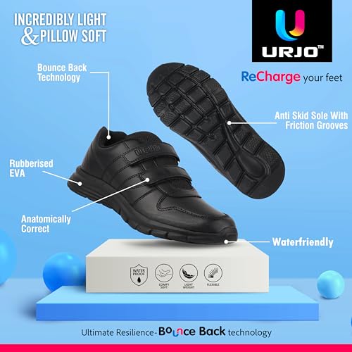 Image of URJO 1160 Kid's School Shoes | Breathable, Lightweight & Durable | Memory Foam EVA Sole, Velcro Strap, Comfortable Fit Shoes Boys & Girls