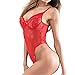 GAGAOPT Women’s Sexy Applique Lace Corset Lingerie, Teddy Underwear as Valentine Gifts for Her, Casual One-Piece Mesh Bodysuit for Relaxing Occasions. Red, Plus Size, S-4XL