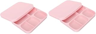 NOLITOY Placa De Compartimento Com Tampa 2 Peças Placas Divididas De Silicone Placa Dividida Para Bebê Silicone Crianças Placa De 5 Seções Tigelas De Sucção Para Crianças Prato De