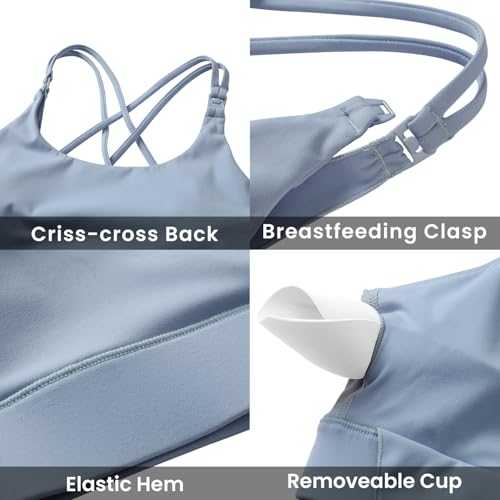 Image of V VOCNI Nursing Bras for Breastfeeding Maternity Sports Bras Tank Top Sexy Workout Yoga Pregnancy Bra