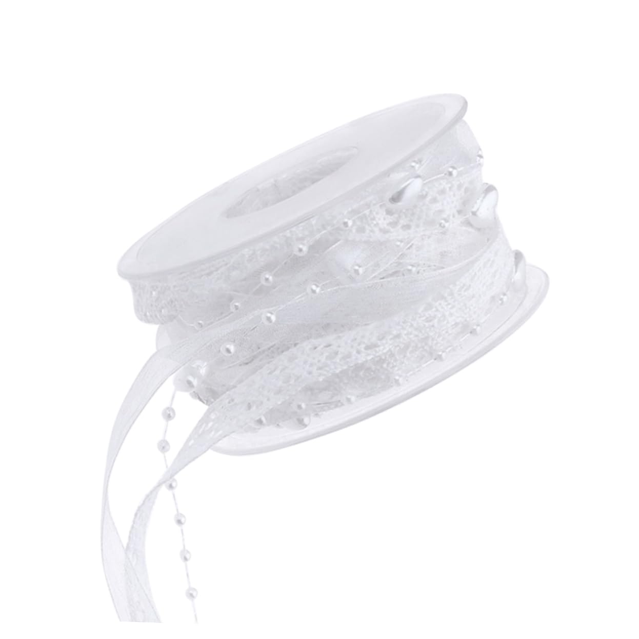 Uonlytech 3 Stück 5 Spitzengewebe Hochzeit Schleife Partydekorationen hübsches Band Brautduschendekorationen geschenkband Partydekoration Handwerk Wickelband Weiß
