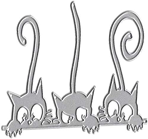 Ergonflow Metal Die Cuts Hallowmas Christmas Greeting Border Cutting Dies Cut Stencils for DIY Scrapbooking Photo Album Decorative Embossing Paper Dies for Card Making (Cats Cutting Dies)