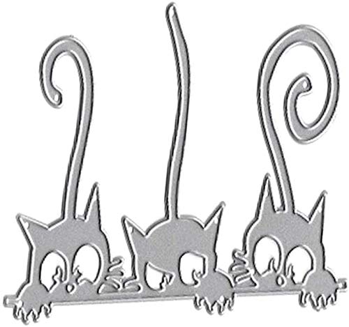 Ergonflow Metal Die Cuts Hallowmas Christmas Greeting Border Cutting Dies Cut Stencils for DIY Scrapbooking Photo Album Decorative Embossing Paper Dies for Card Making (Cats Cutting Dies)