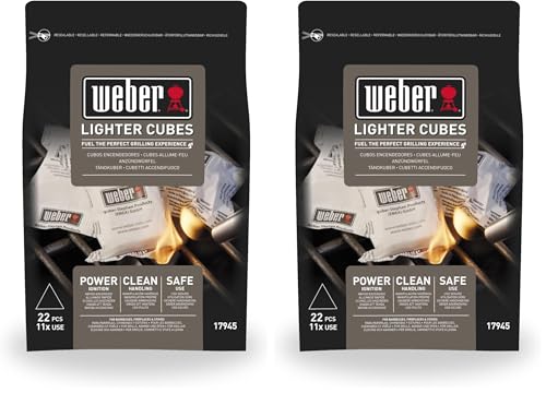 Weber Firelighters (22 Pieces), for igniting charcoal & briquettes, easy handling, without odor or unpleasant taste, environmentally friendly & safe (17945) (Pack of 2)