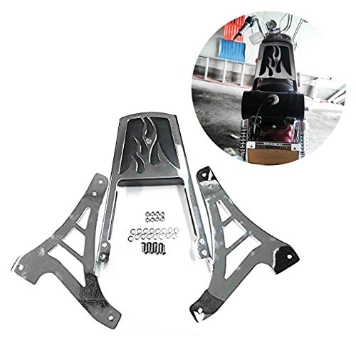 HTTMT MT146-F-CD Chrome Flame Backrest Sissy Bar With Leather Pad Compatible with 1995-2003 Harley Davidson Sportster 883 XL883 1200 XL1200