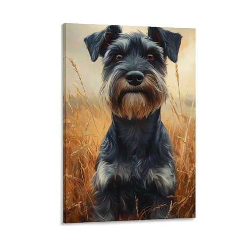 Impression sur toile schnauzer décoration murale peinture premium 50x75cm