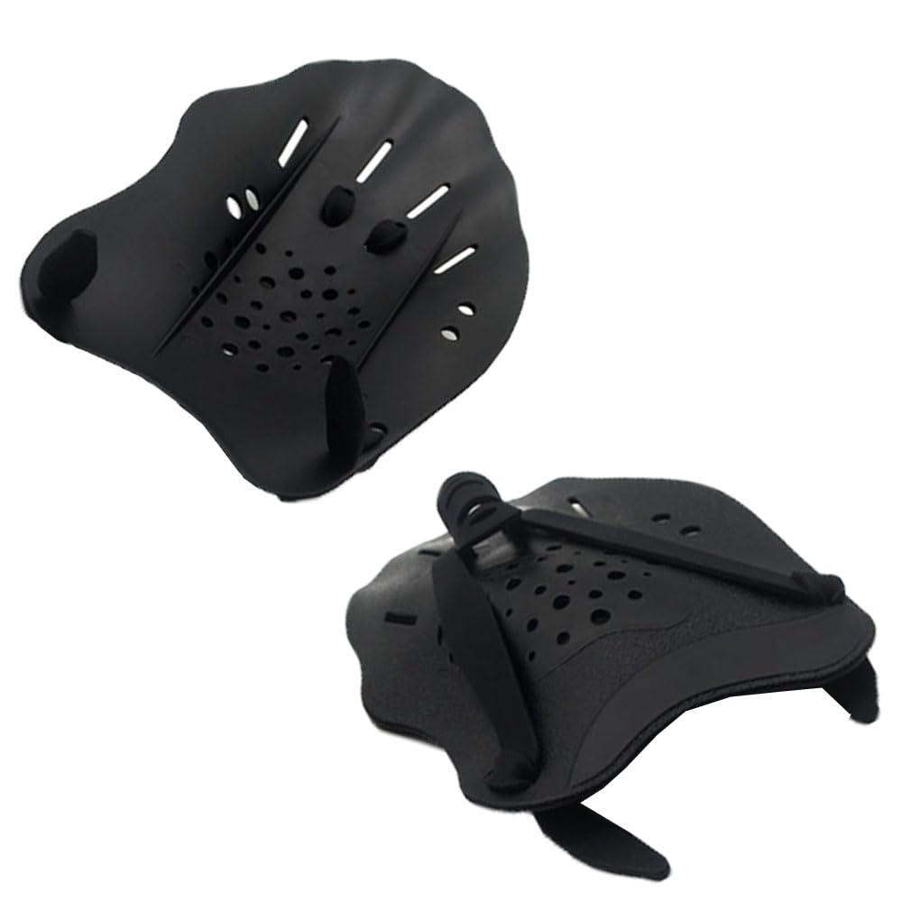 Pale Da Mano Da Nuoto, Esforzarse 1 Paio Pagaia Regolabile Per Nuoto, Swim Paddle,Paddle da Palette Professionale Accessori per l'esercizio in Piscina per Adulti e Bambini Unisex(Nero)