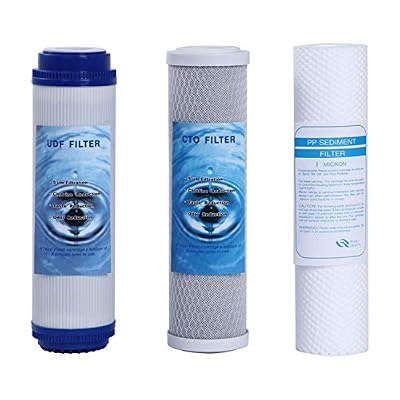 Huining 10"x2.5" 5 Micron Water Filter System Set Replacement Universal Cartridge for Whole House Reverse Osmosis System?Any Standard RO Unit?Under Sink & Countertop Water Filtration(PP+CTO+UDF)