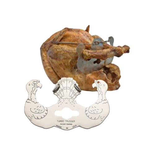 Turbo Trusser for Turkey I As Seen on Shark Tank I Cooks Evenly for Juicier Meat I Stainless Steel & Dishwasher Safe I Easy for Oven Smoker Roaster Grill Rotisserie & Deep Fryer