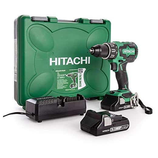 HiKOKI dv18dbfl2/JM Bohrmaschine Schlagschrauber + 2 Akkus 18 V 3 Ah Li-Ion + Handwerkerkoffer 70 Nm