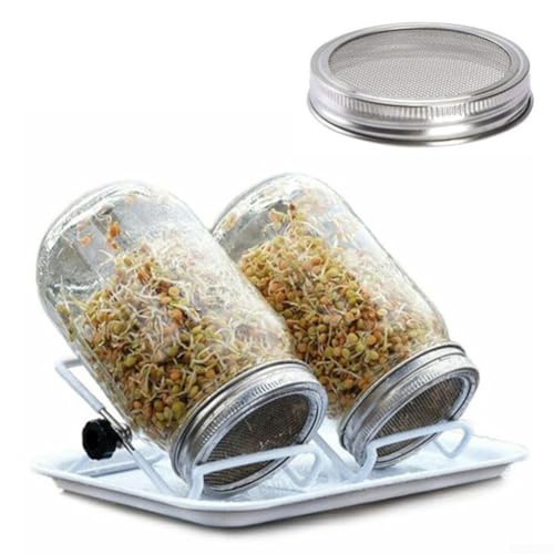 Bulevisiter Tapa de acero inoxidable para tarro de germinación de 7 cm, paquete de 4 con excelente ventilación, multiusos como tamiz de harina, dispensador de especias o colador, desmontable