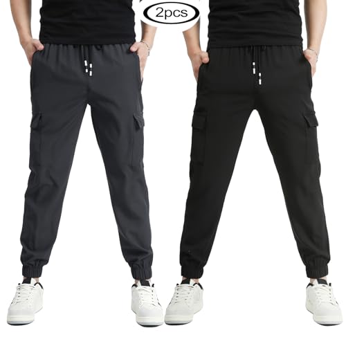 Image of Boys Cargo Joggers Pants Outdoor Youth Quick Dry Hiking Pants Lightweight Athletic Pants with Zipper Pockets