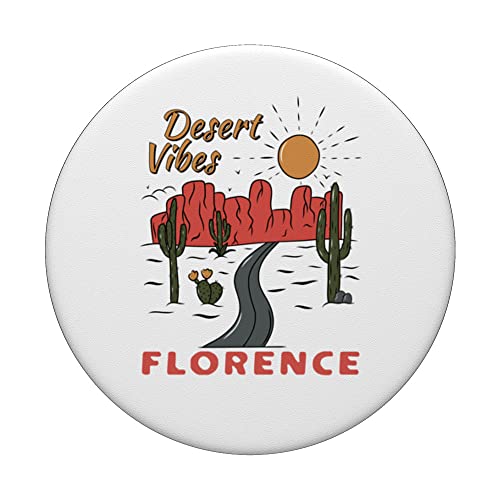 Florence Arizona Desert Vibes Saguaro Cactus PopSockets Swappable PopGrip, Black - Image 3