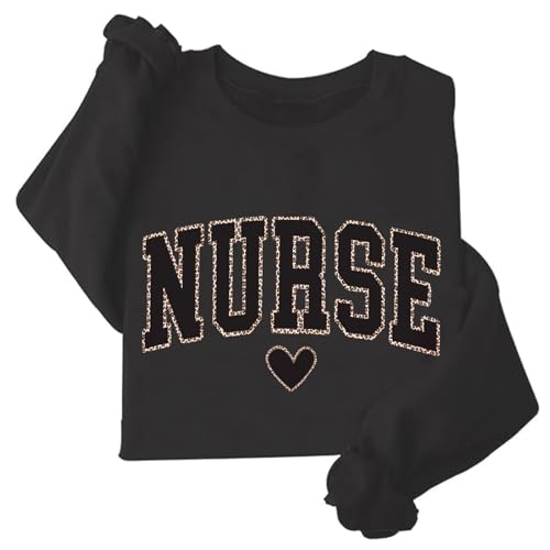 colanperd Leopard Nurse Sweatshirt RN Sweashirt Oversized Crewneck Nurse Sweatshirts Gift