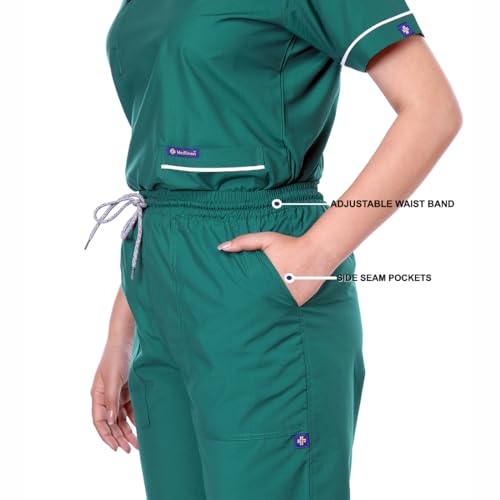 Image of Women's 5-Pocket Scrub Suit | Set of Top & Pant | Half Sleeves | Mandarin Collar | Breathable Polyviscose Fabric | Comfortable | Durable | Uniform for Doctors Nurse & Dentist DG 2XL