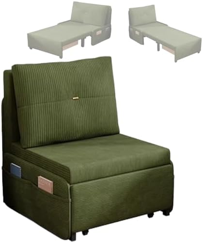 3-in-1 Convertible Sleeper Sofa Bed, Compact Folding Chaise Lounge with Hidden Storage, Corduroy Fabric, High Resilience Foam, Armrest-Free Design for Small Spaces (205x60x70CM)