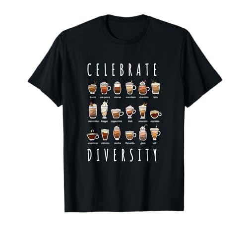 Celebrate Diversity - Camisa barista de cafeína para amantes del...