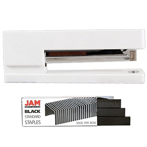 JAM PAPER Office & Desk Sets - 1 White Stapler & 1 Pack of Black Staples - 2/Pack
