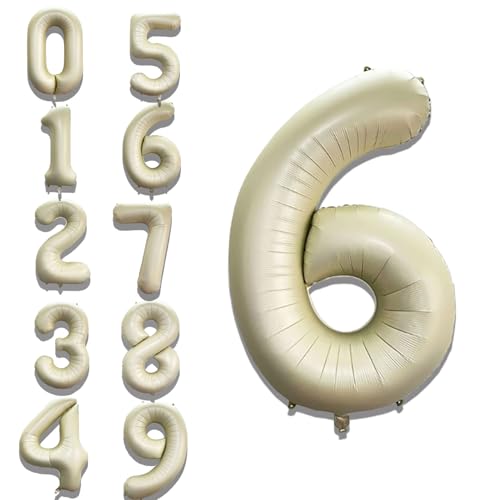 Image of Solid White 6 /six Number Foil Balloons 32 inch 6th Birthday Party Decoration Helium Supported