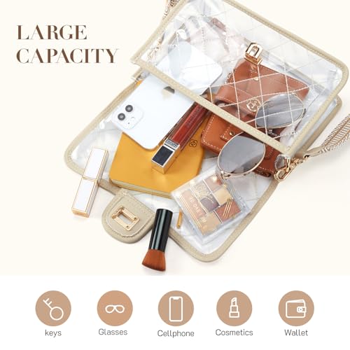 Image of Missnine Clear Bag for Stadium Events Clear Crossbody Purse Stadium Approved Women Transparent Shoulder Bag for Concerts