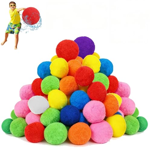 50/40/30 Stück Wasserbomben Wiederverwendbar Splash Wasserbomben Splash Bälle Baumwoll Wasserbälle für Wasserspaß Sommerfest Sommer Draussen (30pcs)