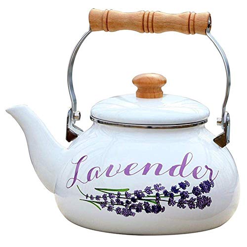 Teekanne, 2,5 L Emaille Tee Teekessel Herd Gasherd Induktionskochfeld Restaurants (Farbe: Weiß) B.